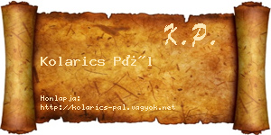 Kolarics Pál névjegykártya